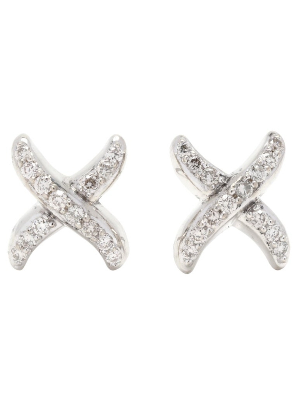 David Yurman sterling silver diamond X stud earrings
